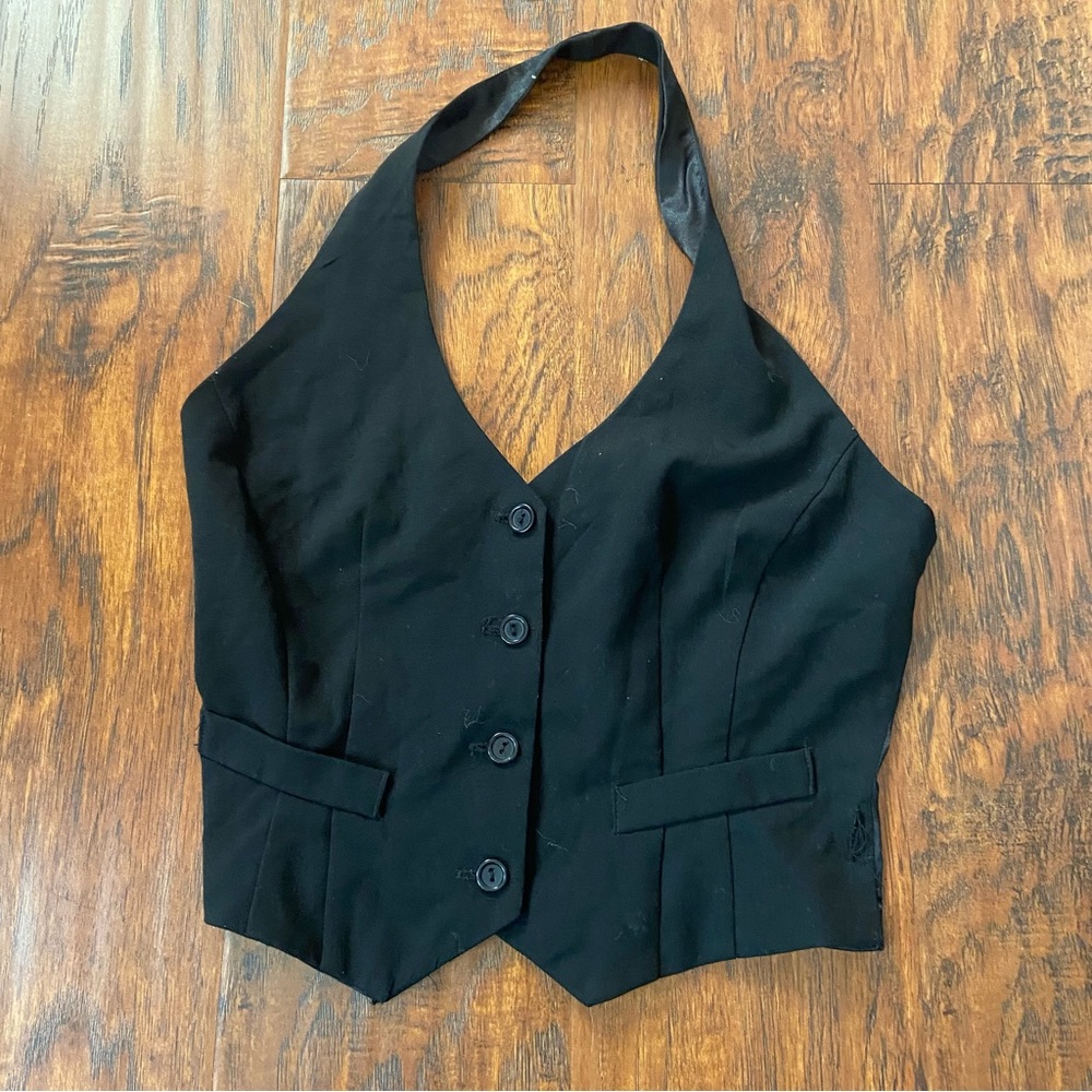 Vintage 90s y2k Charlotte Russe black halter vest top.